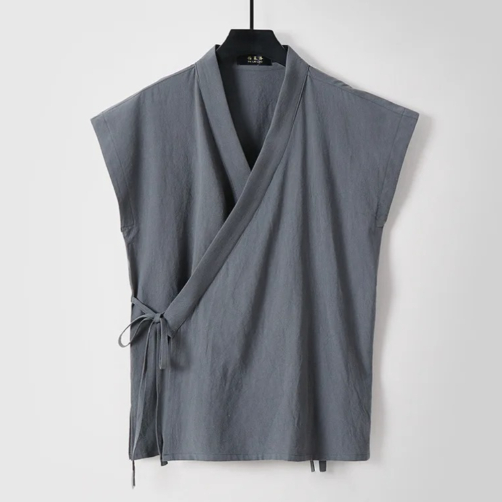 Men'S Kimono Accessories - Chinesische Herren-Tanktops aus Baumwolle und Leinen,